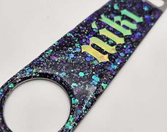 Glitter Inlay Bottle Opener: Custom Name Bar Key