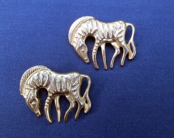 Pair of Stylized Zebras Vintage Brooch Pins
