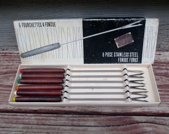6 Fondue Forks in Original Box – Vintage Set