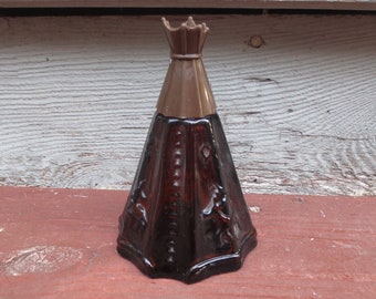 Avon Indian Tepee, Vintage Brown Glass Bottle Decanter