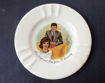 President and Mrs. John F. Kennedy Vintage Souvenir Ash Tray, 5.75 in