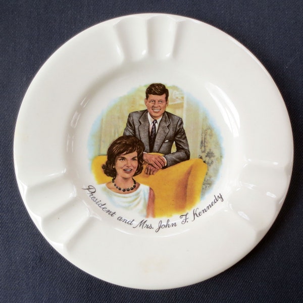 President and Mrs. John F. Kennedy Vintage Souvenir Ash Tray, 5.75 in