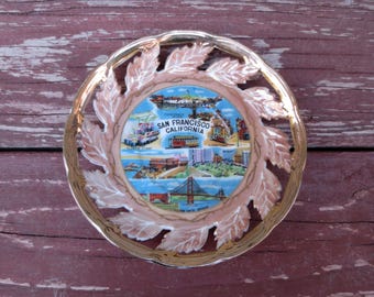 SAN FRANCISCO California Vintage Souvenir Collectible Perforated Plate, 6 in
