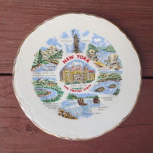 NEW YORK, The Empire State, Vintage Souvenir Plate, 7 in