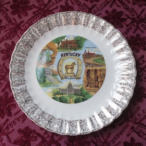 KENTUCKY Blue Grass State Vintage Souvenir Collectible Plate - 9 in
