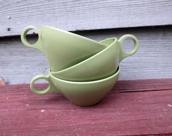 3 Avocado Green Vintage Melmac Cups