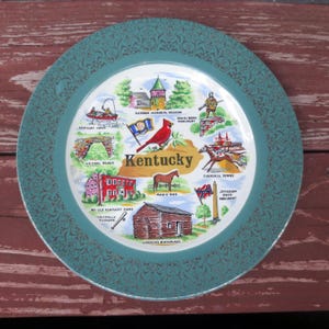 KENTUCKY State Vintage Souvenir Collectible Plate, Homer Laughlin, - 9.5 in