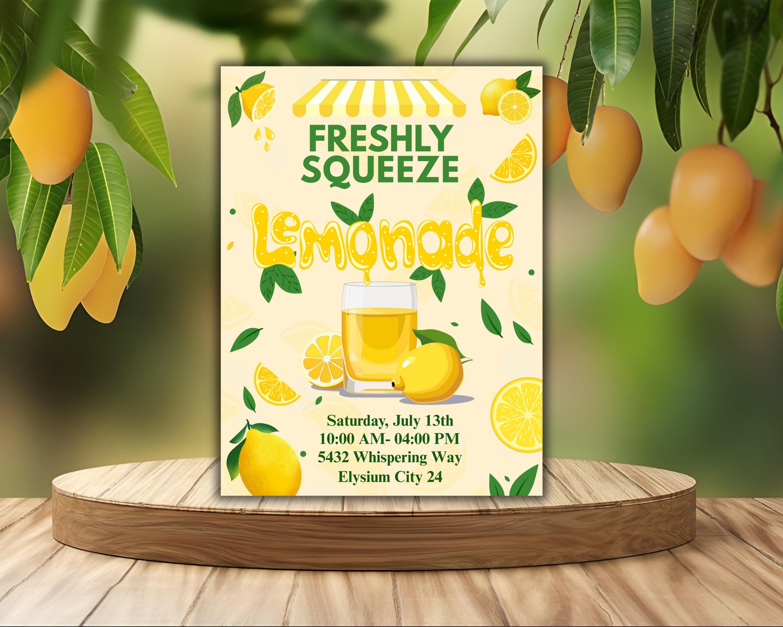 Editable Lemonade Stand Flyer: Printable Fundraising Poster (PDF Template)