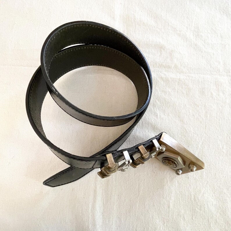 Vintage Versace Belt, Black Leather, Medusa, Bolts, GIANNI VERSACE 34/85 bild 6