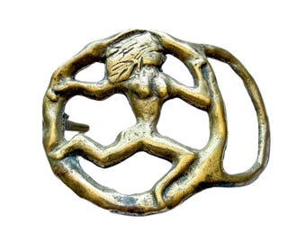 Vintage 70s Virgo Solid Brass Belt Buckle