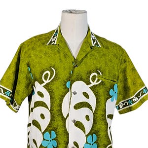 Vintage 60s/70s Hawaiian Shirt, Cotton Barkcloth Aloha Shirt by Hawaiian Holiday