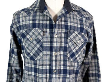 Vintage Men's Pendleton Wool Plaid Western Style Shirt, Cowboy Shirt M, Has Holes