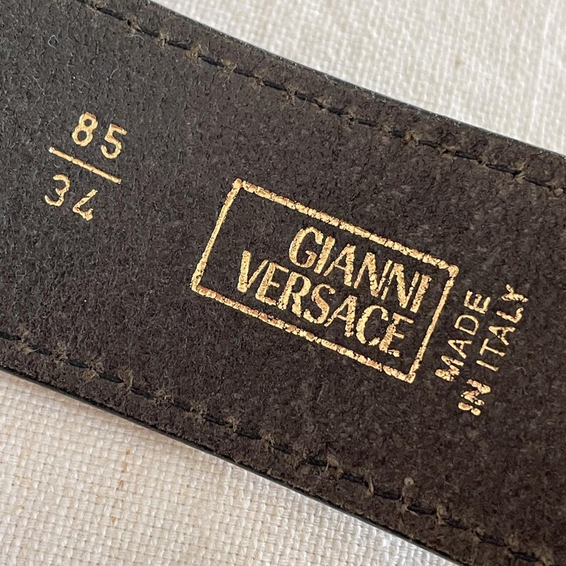 Vintage Versace Belt, Black Leather, Medusa, Bolts, GIANNI VERSACE 34/85 bild 2