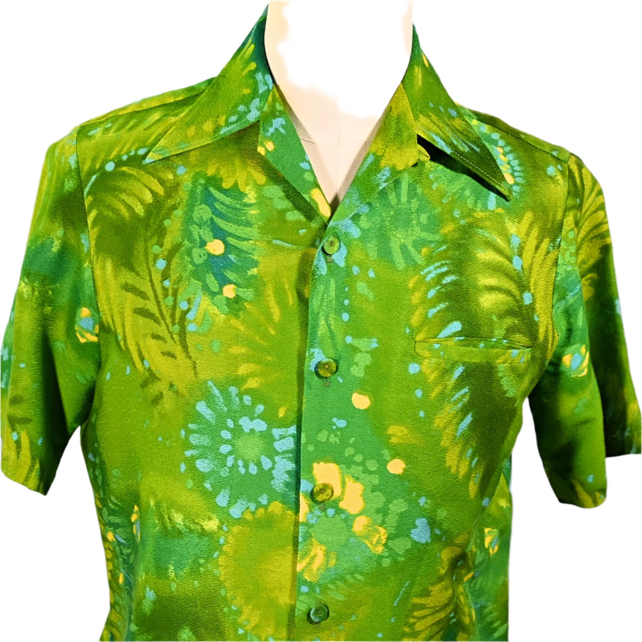 70s デッドストックIOLANI イオラニタグ付き オープンカラー シャツ 70s デッドストック■IOLANI イオラニ■タグ付き オープンカラー シャツ S イエローベージュ 刺繍 エポレット 肩章 Vintage  オールド レア