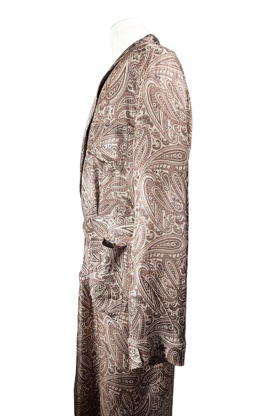 Vintage 40s/50s Mens Robe/Smoking Jacket/ Taupe P… - image 7