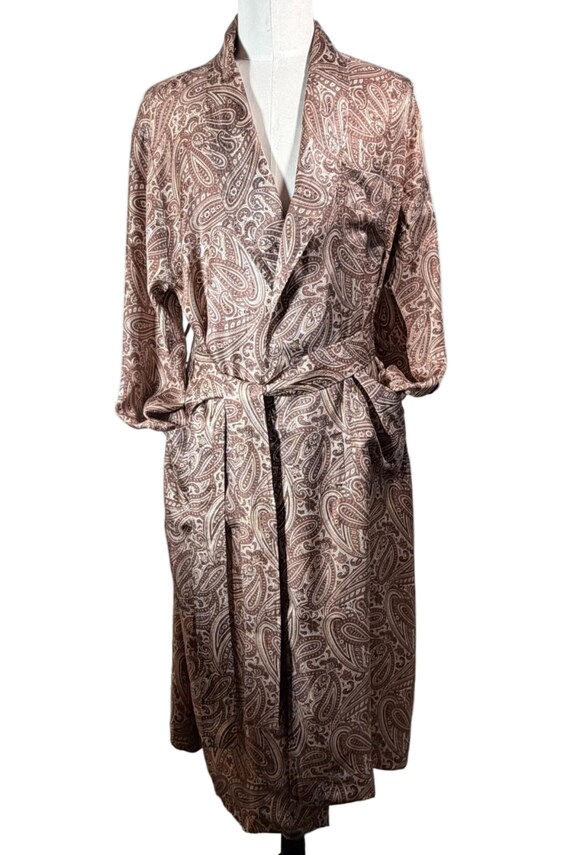 Vintage 40s/50s Mens Robe/Smoking Jacket/ Taupe P… - image 9