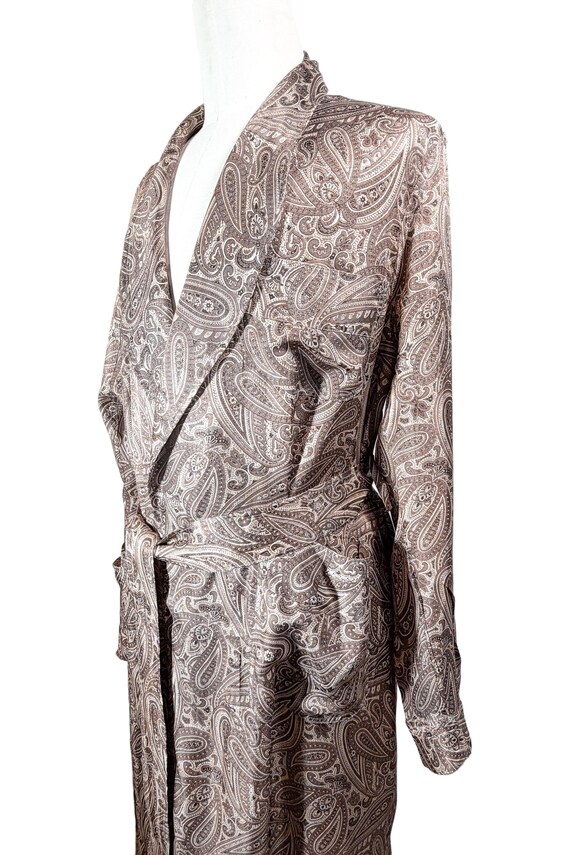Vintage 40s/50s Mens Robe/Smoking Jacket/ Taupe P… - image 4
