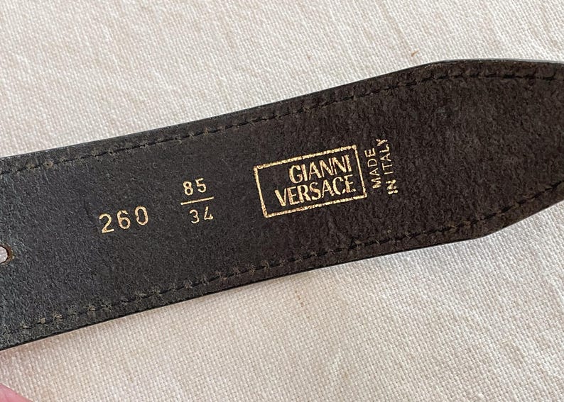Vintage Versace Belt, Black Leather, Medusa, Bolts, GIANNI VERSACE 34/85 bild 9