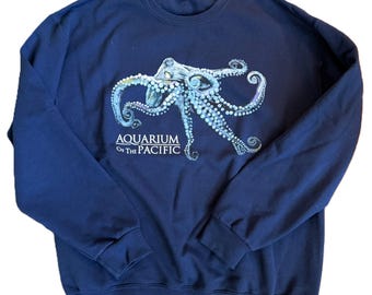 Aquarium of the Pacific Sweatshirt, Octopus Souvenir Pullover Shirt LG