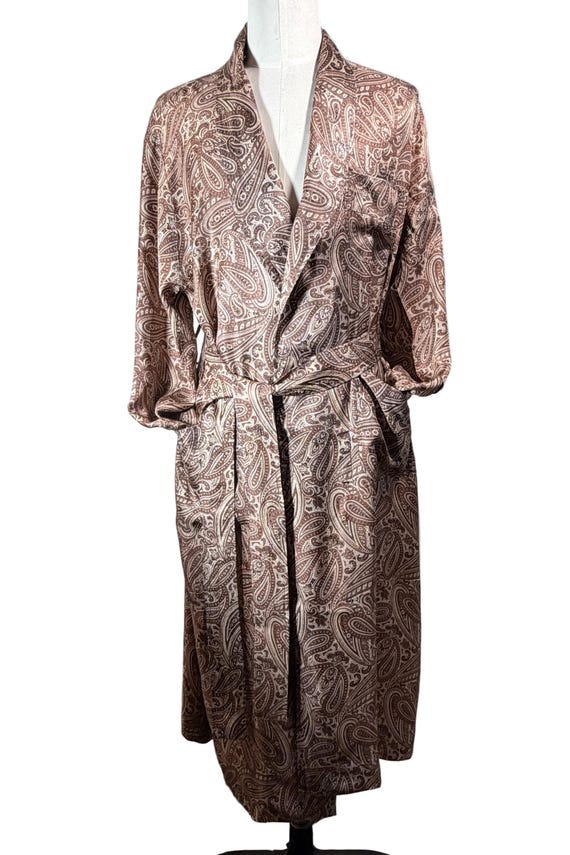 Vintage 40s/50s Mens Robe/Smoking Jacket/ Taupe P… - image 2