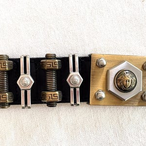 Vintage Versace Belt, Black Leather, Medusa, Bolts, GIANNI VERSACE 34/85 bild 3