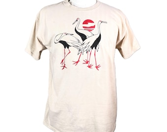 Vintage T Shirt, Cranes Asian Design M