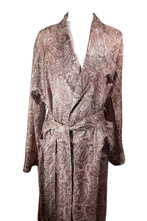 Vintage 40s/50s Mens Robe/Smoking Jacket/ Taupe P… - image 3