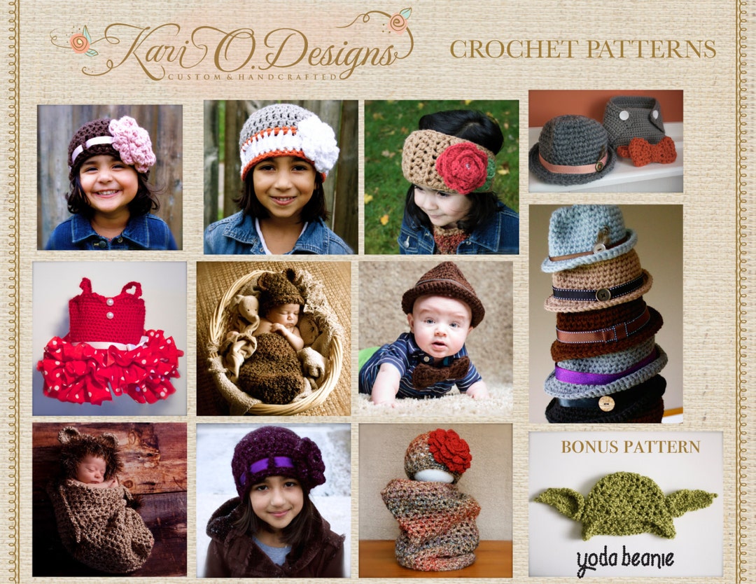 9 PDF Crochet Patterns Bundle Plus Bonus Yoda Beanie Pattern - Etsy