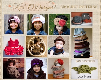 9 PDF Crochet Patterns Bundle plus bonus Yoda Beanie Pattern