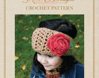 Instant PDF Download Crochet Rosette Headband / Ear-warmer