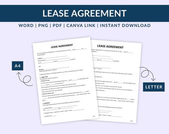 Residential Lease Agreement Template | Editable Rental Contract (Digital Download)