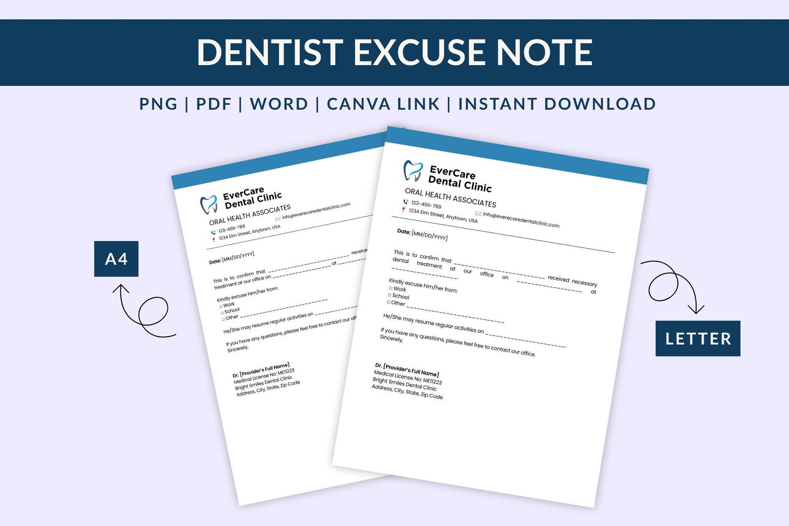 Dentist Excuse Note Template Printable Doctor's Absence Letter (PDF