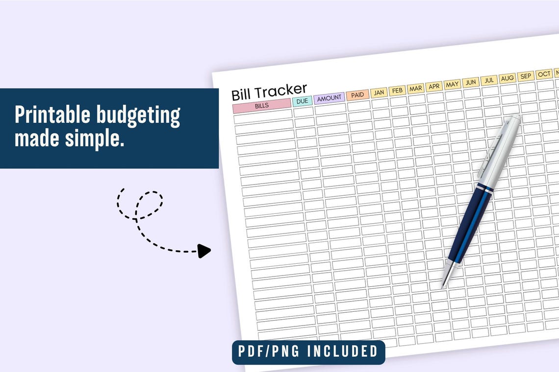 Monthly Bill Tracker Printable: A4 A5 Letter Sizes (PDF & PNG) - Etsy ...