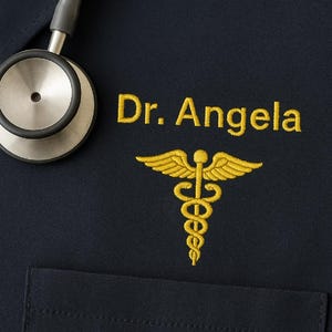 Heartbeat Stethoscope Embroidery Design: Medical Logo (PES DST) (Instant Download)