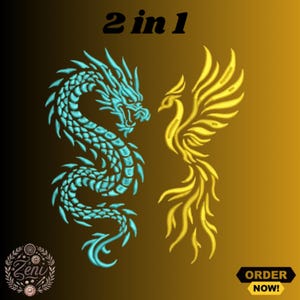 Dragon & Phoenix Embroidery Design Bundle: Oriental Fantasy (DST, PES)