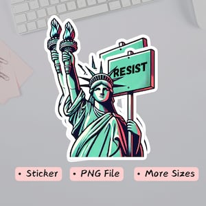 Statue of Liberty holding Resist Sticker, Pro Women's Rights, Feminist Decal, Waterproof Sticker For Laptop Water Bottle Phone Case Tumbler