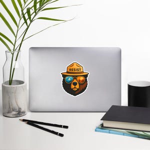 Resist Bear Stickers, Alt National Park Sticker, Anti Fascism Decal, Protect Our Parks Vinyl Stickers, Political Activism Sticker For Laptop