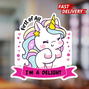 Funny Unicorn Vinyl Sticker: Sarcastic Drama Queen Laptop Decal