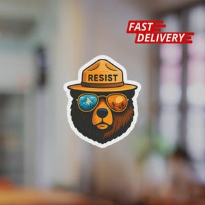 Resist Bear Vinyl Sticker: Alt National Park Anti-Fascism Decal