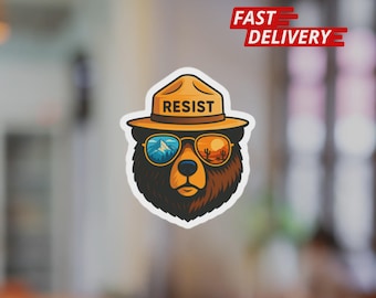 Resist Bear Vinyl Sticker: Alt National Park Anti-Fascism Decal