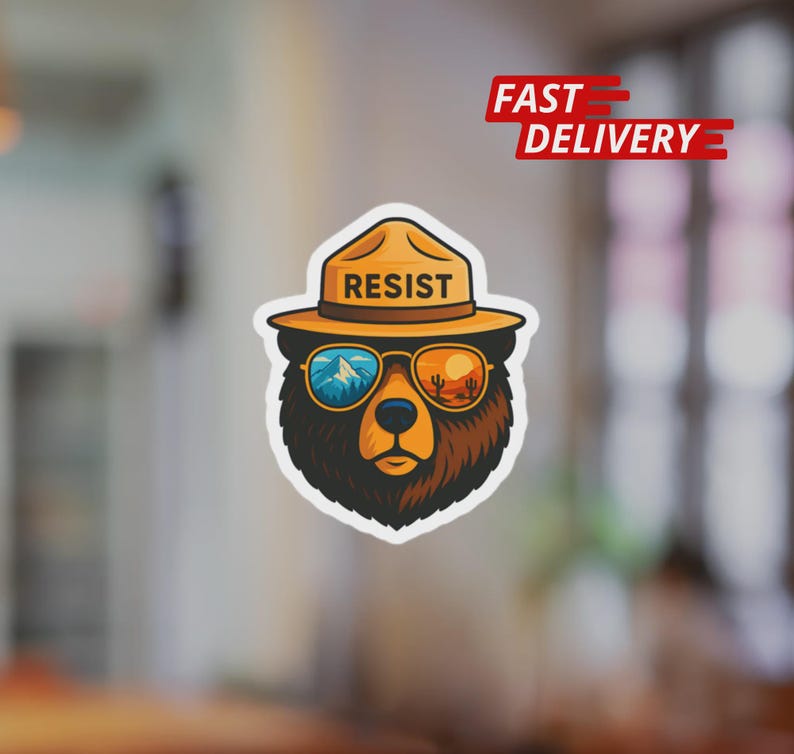 Resist Bear Stickers, Alt National Park Sticker, Anti Fascism Decal, Protect Our Parks Vinyl Stickers, Political Activism Sticker For Laptop