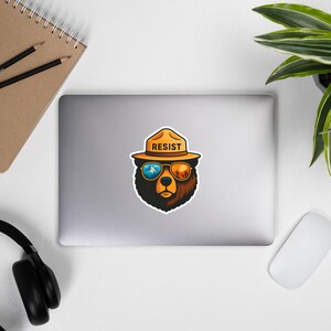 Resist Bear Stickers, Alt National Park Sticker, Anti Fascism Decal, Protect Our Parks Vinyl Stickers, Political Activism Sticker For Laptop