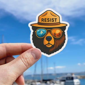 Resist Bear Stickers, Alt National Park Sticker, Anti Fascism Decal, Protect Our Parks Vinyl Stickers, Political Activism Sticker For Laptop