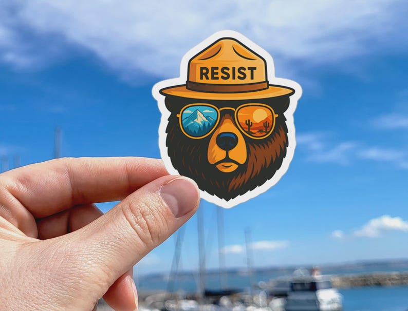 Resist Bear Stickers, Alt National Park Sticker, Anti Fascism Decal, Protect Our Parks Vinyl Stickers, Political Activism Sticker For Laptop
