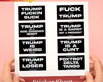 Anti-Trump Sticker Sheet: Political Activist Decals - 8 Pack