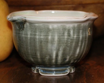 Small Ceramic Bowl / Dessert Bowl / Shades of Green / Double Rim