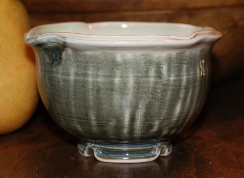 Small Ceramic Bowl Dessert Bowl Shades of Green Double Rim