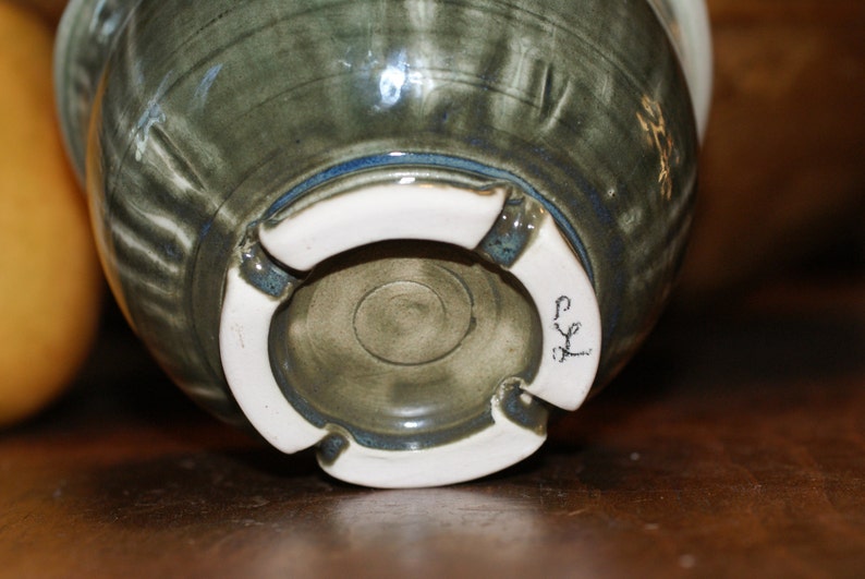Small Ceramic Bowl Dessert Bowl Shades of Green Double Rim