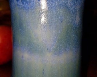 Ceramic Tumbler / Porcelain Tumbler / Greens and Blues