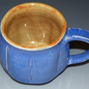 Ceramic Mug / Porcelain Mug / Blue / Orange Shino / Small image 3